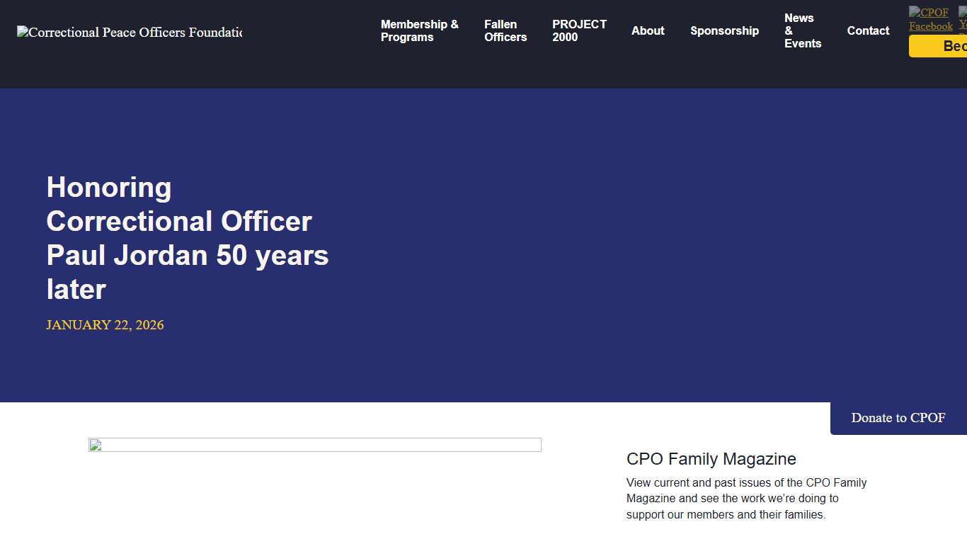 Honoring Correctional Officer Paul Jordan 50 years later • Correctional Peace Officers Foundation