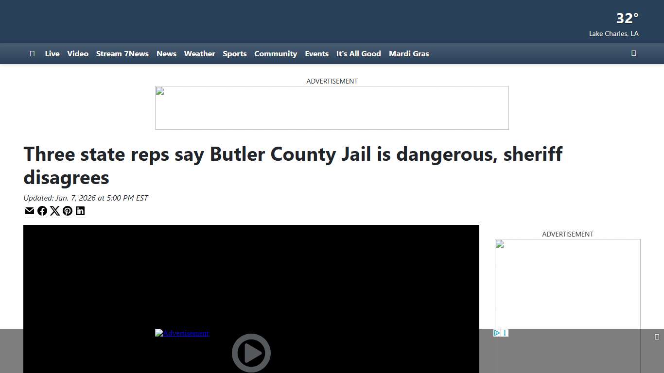 Three state reps say Butler County Jail is dangerous, sheriff disagrees